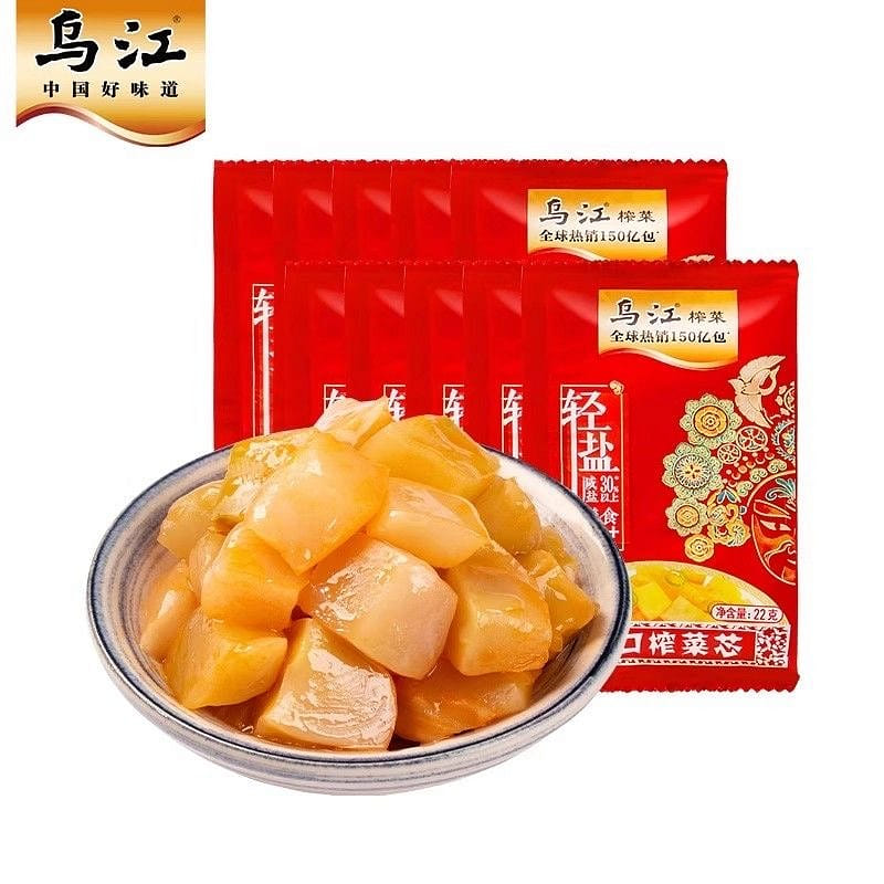 乌江榨菜轻盐脆口榨菜芯下饭菜正品涪陵佐餐拌面咸菜 22 克*5 包