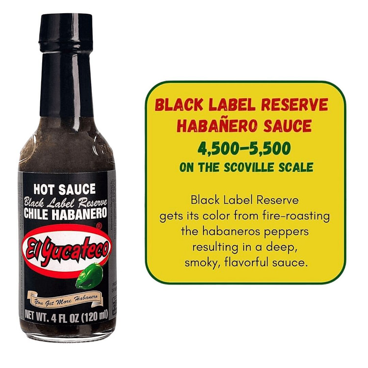 El Yucateco 辣酱 4 液盎司黑牌哈瓦那 1 份