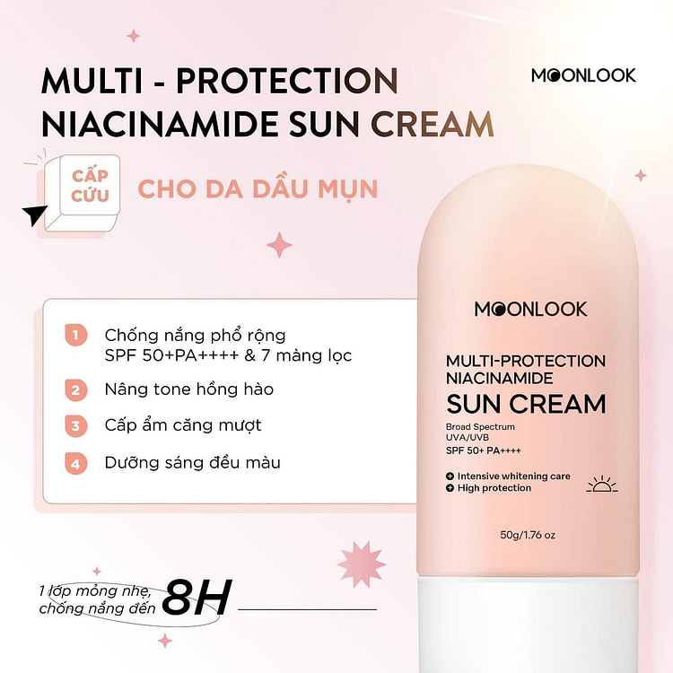 Moon Look Kem Chống Nắng Phổ Rộng Nâng Tone Dưỡng Trắng Chống Lão Hóa