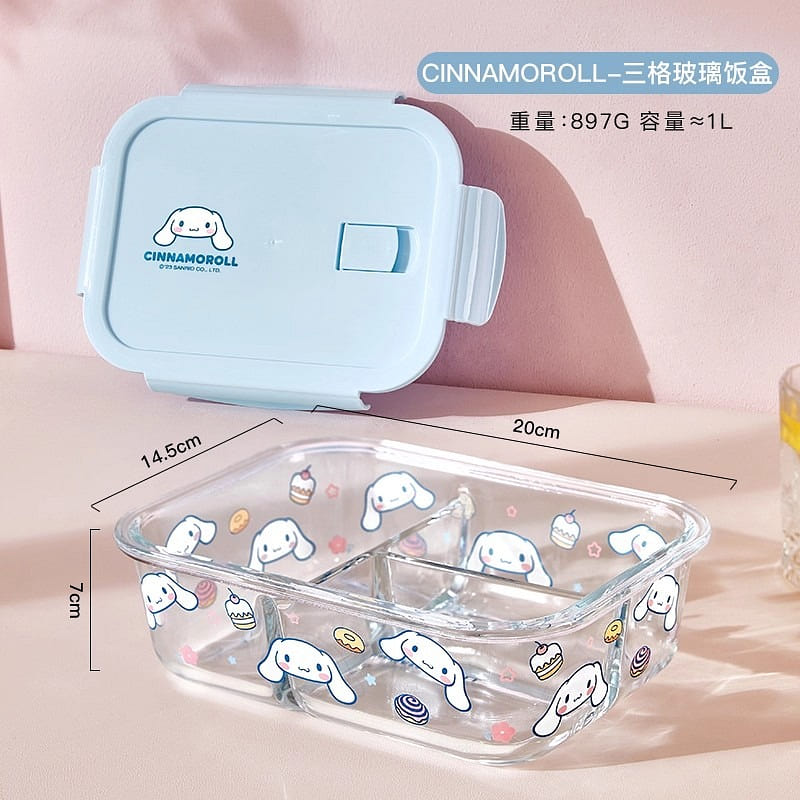 Cinnamoroll glass lunch box, microwaveable, new st 1 each