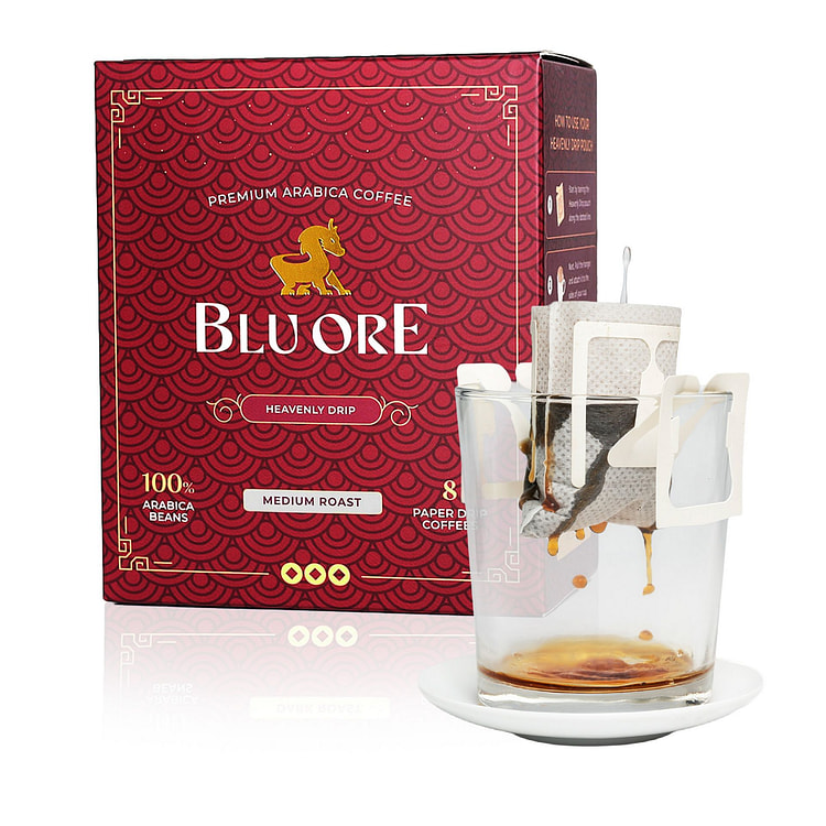 Blu Ore Heavenly Drip Arabica Coffee Medium 8-pack 1 box*8 pack