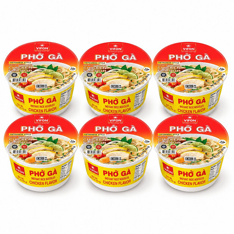 Phở Hương Vị Gà VIFON (6 Tô Nhựa) 2.47 oz*6 counts