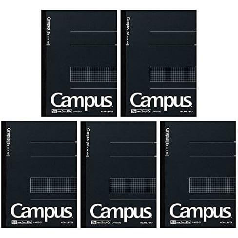 KOKUYO Grided 5mm, Semi-B5, 40 Sheets, Black 5PACK 5 count