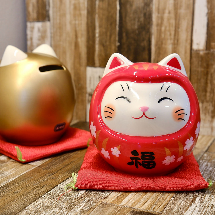 日本 药师窑 招财猫 H10cm（礼盒装）- 红色 1 个