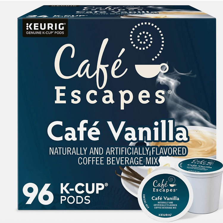 Cafe Escapes Cafe Vanilla, K-Cup Pod, 96 Counts 4 pack