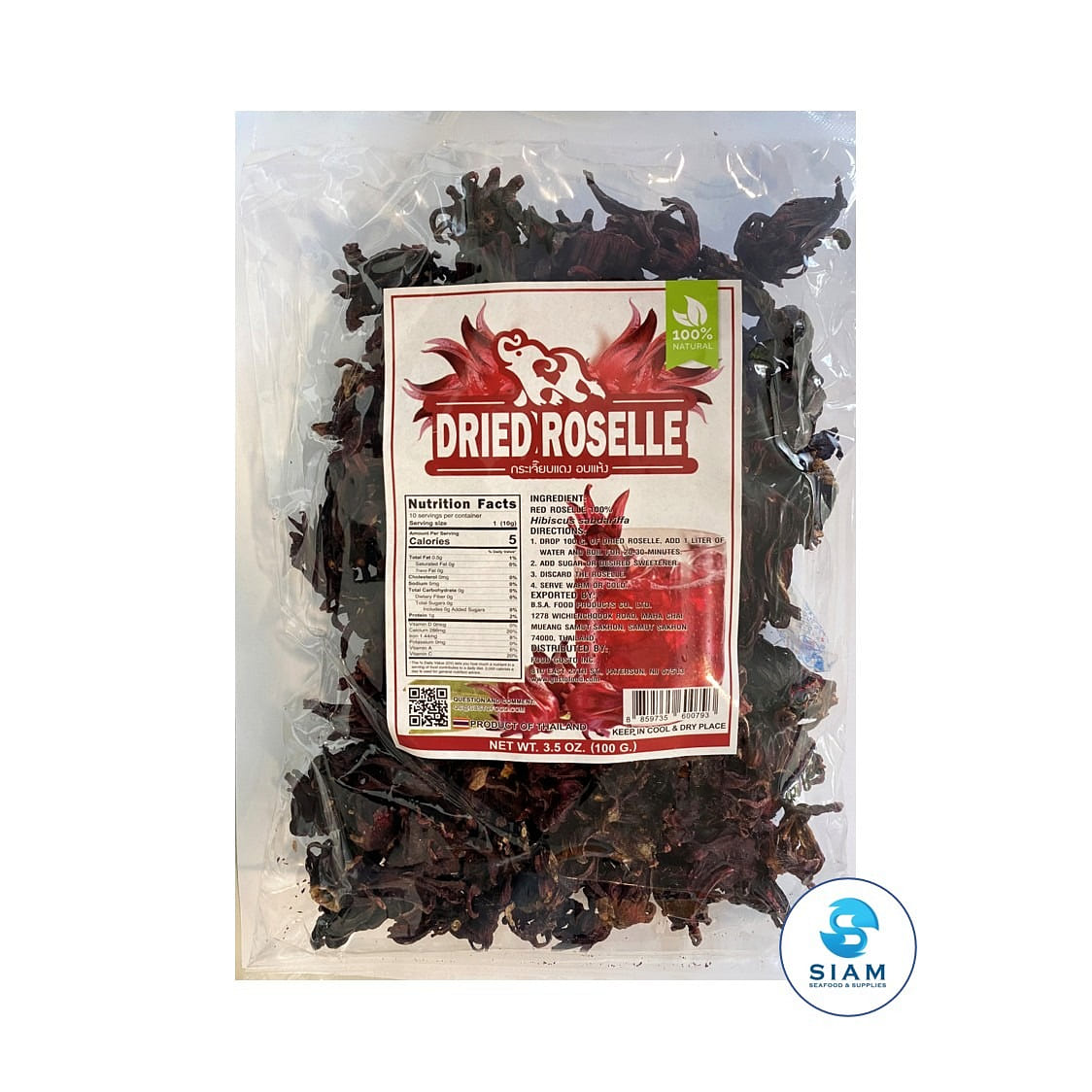 Best Choice's Dried Roselle (Hibiscus Sabdariffa) 3.5 oz
