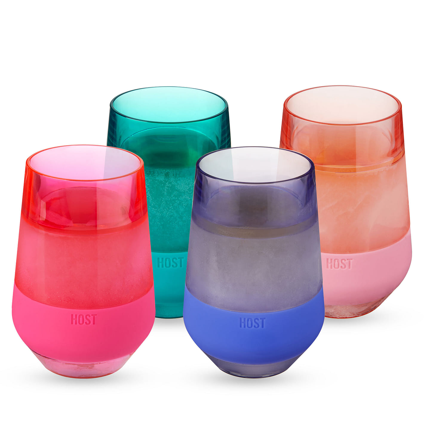 HOST Freeze XL Cooling Cup in Double Walled Insulated Freezable Drink Chilling Tumbler with Freezing Gel, 12 Ounces – Set of 4 | Assorted 12 oz
