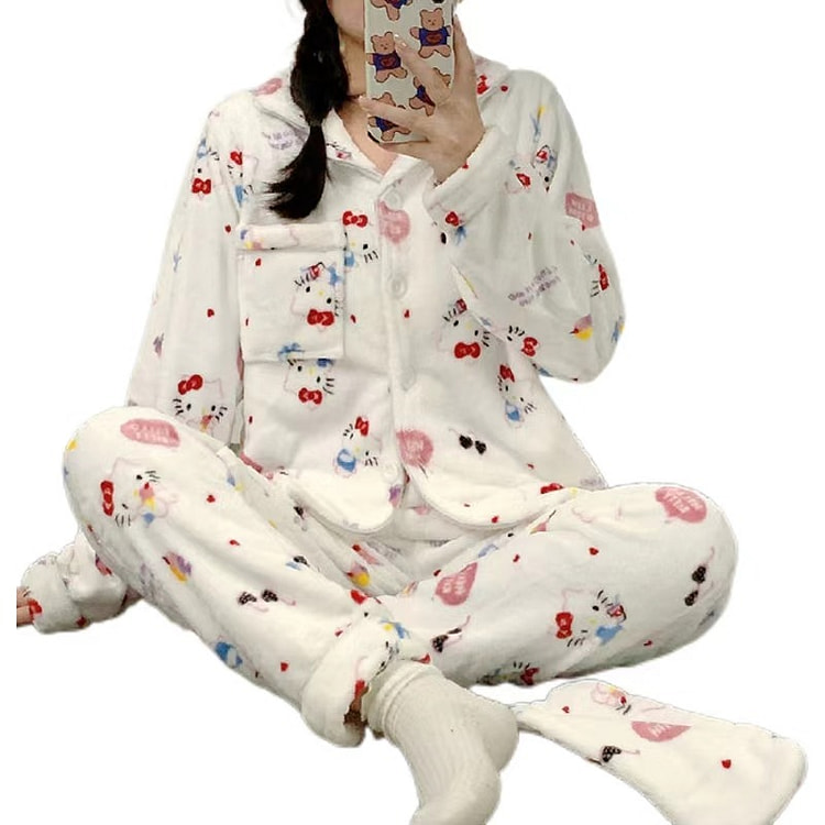Autumn Coral Velvet Home Wear -Hello Kitty M