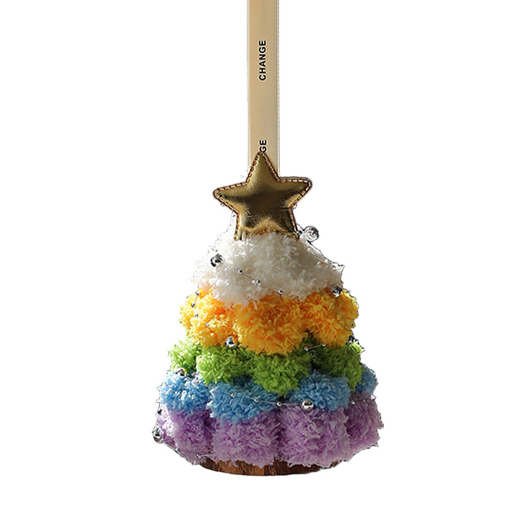 新春佳节摆件 彩色毛织树车挂小门挂 蔓越莓紫色1个 1 份