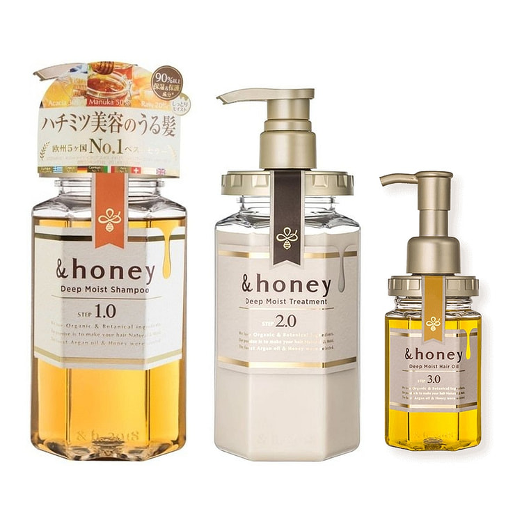 & honey Deep Moist Shampoo&Treatment&Hair Oil Set 985 ml