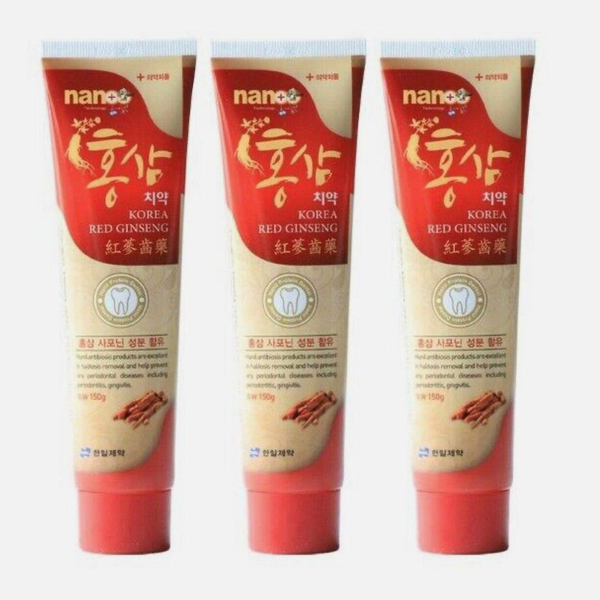 HANIL Korean Red Ginseng Toothpaste 3 Packs x150g 3 count
