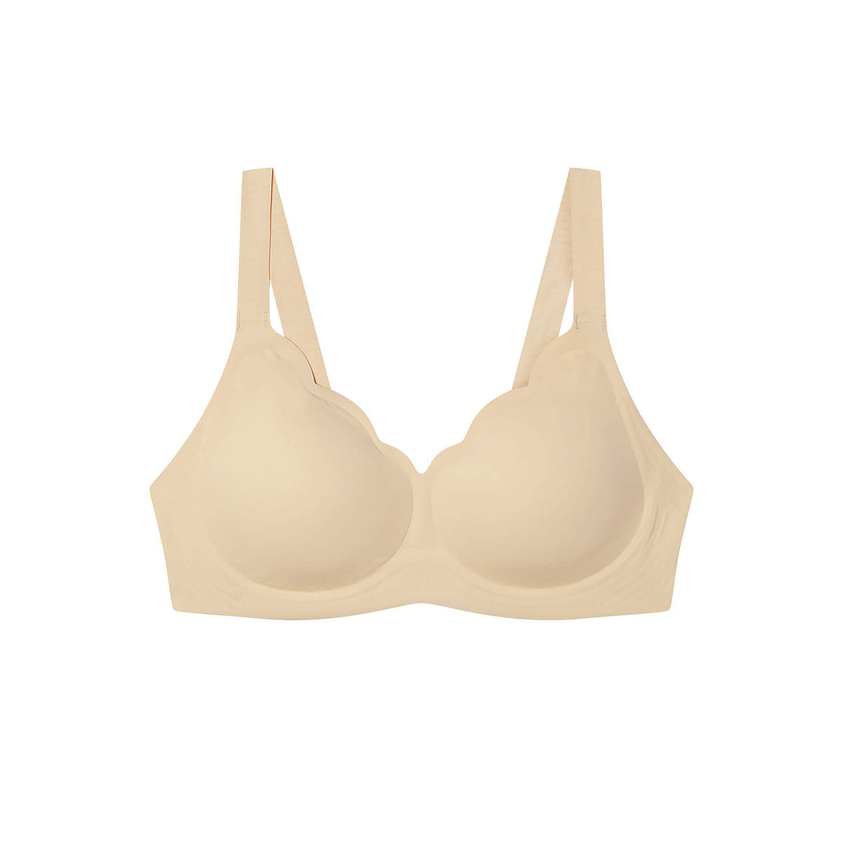 Ubras One Size Soft Support Petal Cup Bra, Deep V Wave Collar Bra- Skin- M 50 g