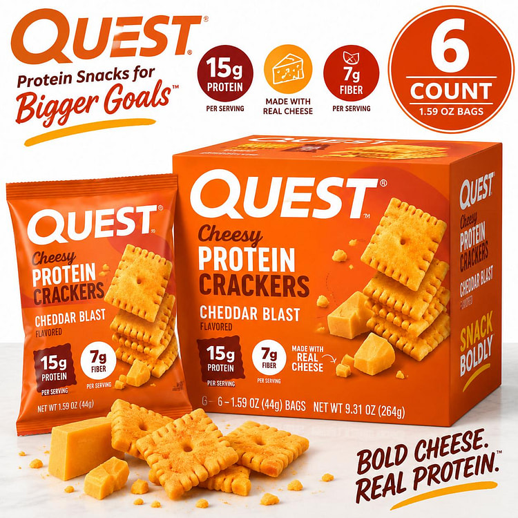 Quest Protein Crackers Cheddar Blast 1.59oz 6ct 1 each