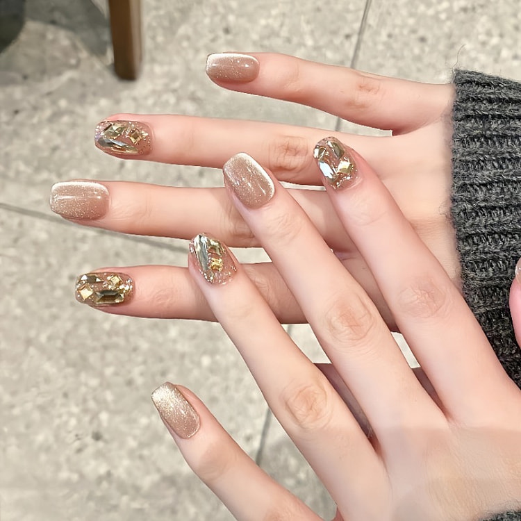 Press On Nails Champagne Cat Eye, Size M, 1pc 1 count