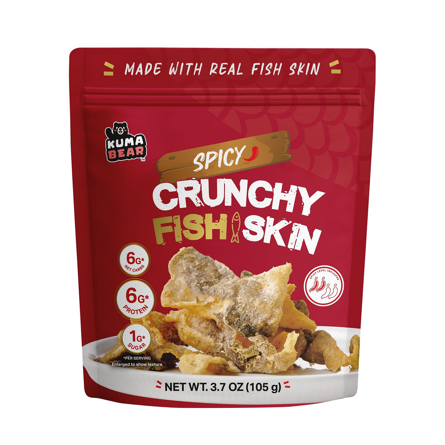 Kuma Bear Crunchy Fish Skin Chips - Spicy 105 g