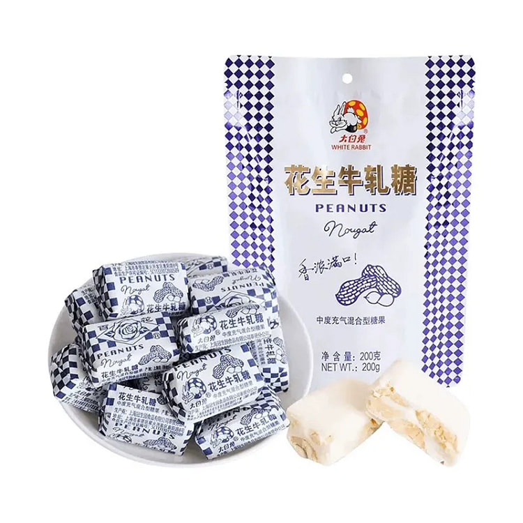 大白兔 花生牛轧糖 上海冠生园正宗老式牛扎糖怀旧年货节糖果200g*1袋