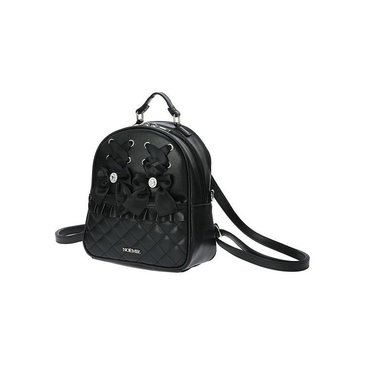 NOEMIE Quilted Ribbon Backpack Black F
