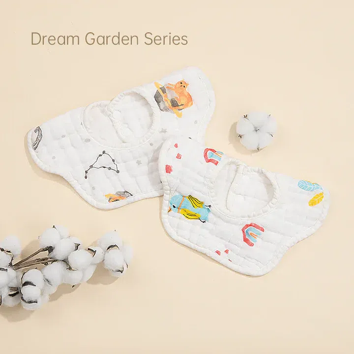 Bebetour Antibacterial Gauze Petal Bibs 2pcs 28*28cm random 1 each