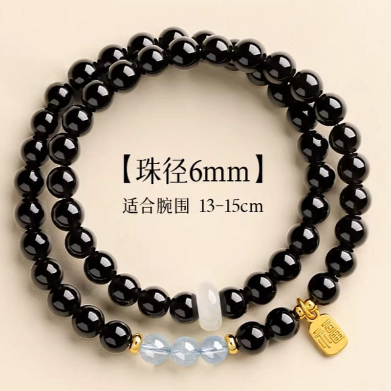 Obsidian Blue Treasure Double Loop Bracelet 6mm 1 box
