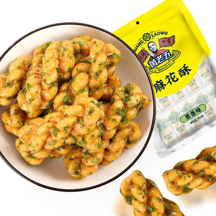 Huang Laowu Fried Dough Twists independent small package onion flavor 500g
