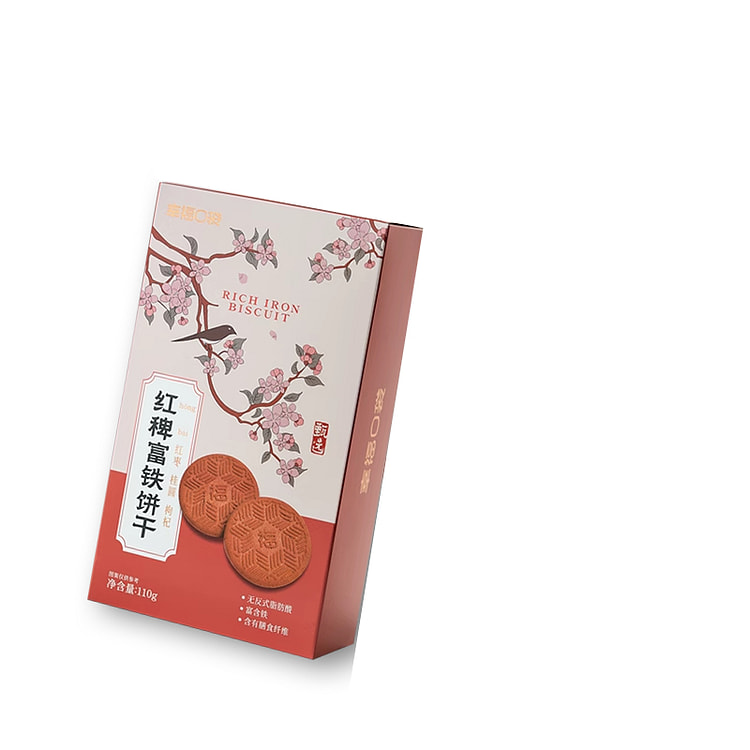 幸福口袋红稗富铁饼干含铁含膳食纤维110g*1盒