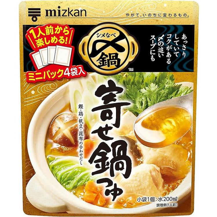 【日本直邮】日本 MIZKAN味滋康 什锦味海鲜锅 浓缩汤料包 32g*4包入