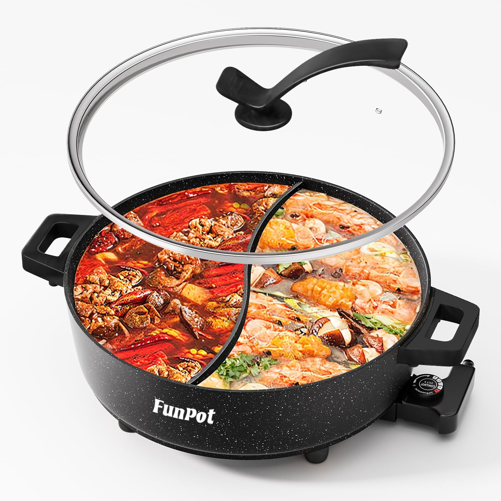 Get Large 6L Dual-sided Electric Hot Pot 5-Temp Adjust 1 each