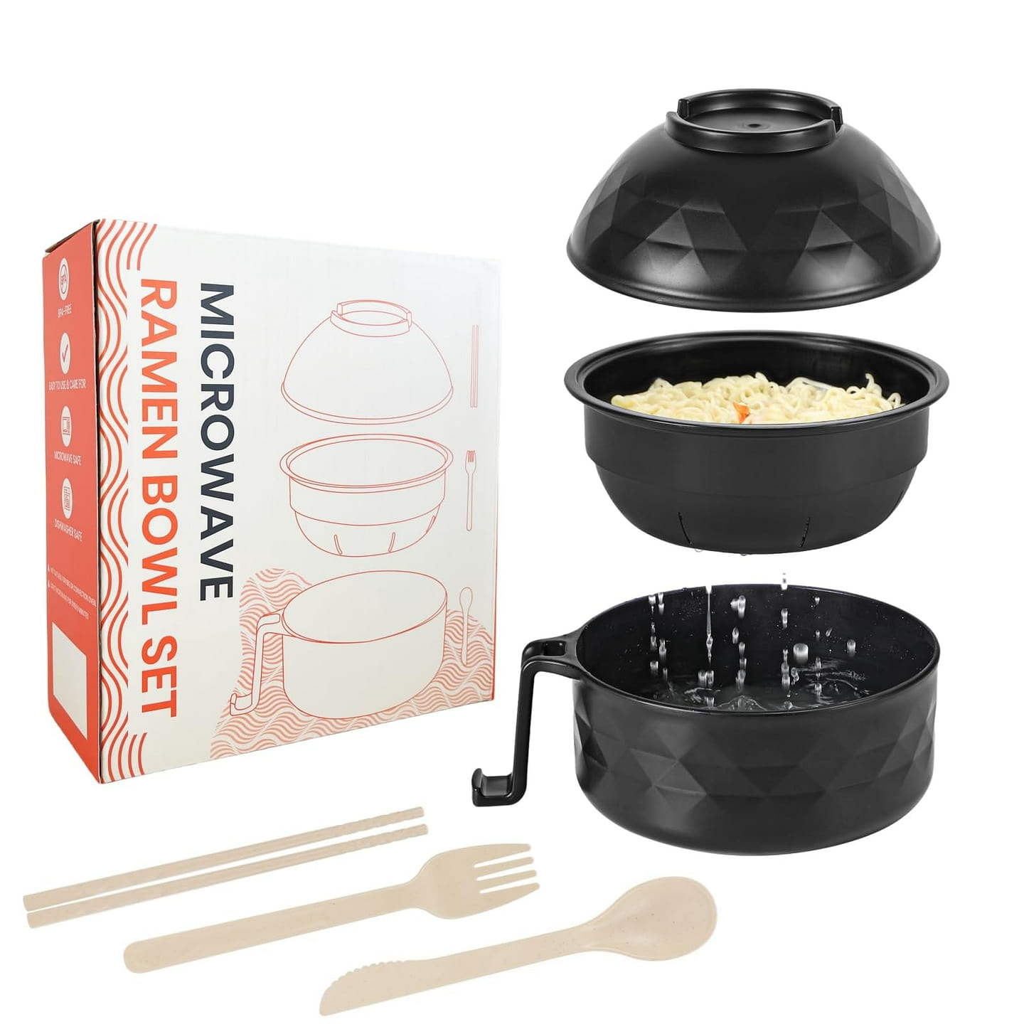 Microwave Ramen Cooker,Ramen Bowl Set,Microwave Noodle Bowl,Ramen Bowl 1 each