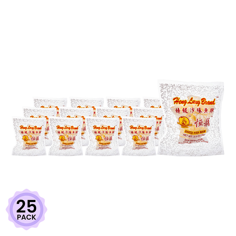Heng Lung Brand Baked Fish Maw 2.5 oz*25 pack