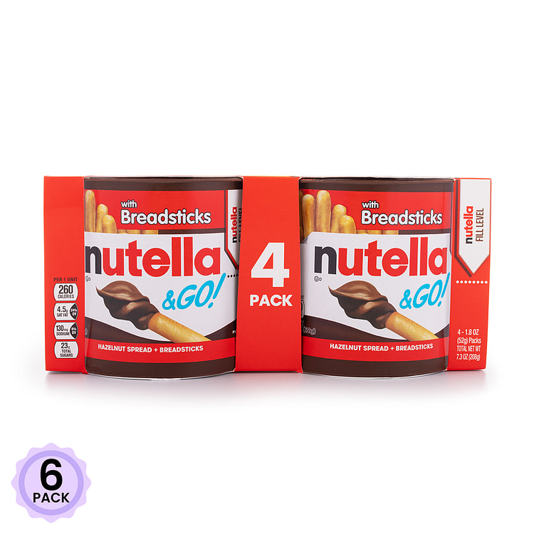Nutella & Go Snack Packs, Chocolate Hazelnut Spread with Breadsticks 4pk 20
