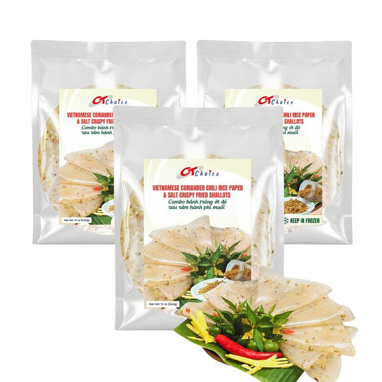 红辣椒米纸配薄荷和炸葱盐 3