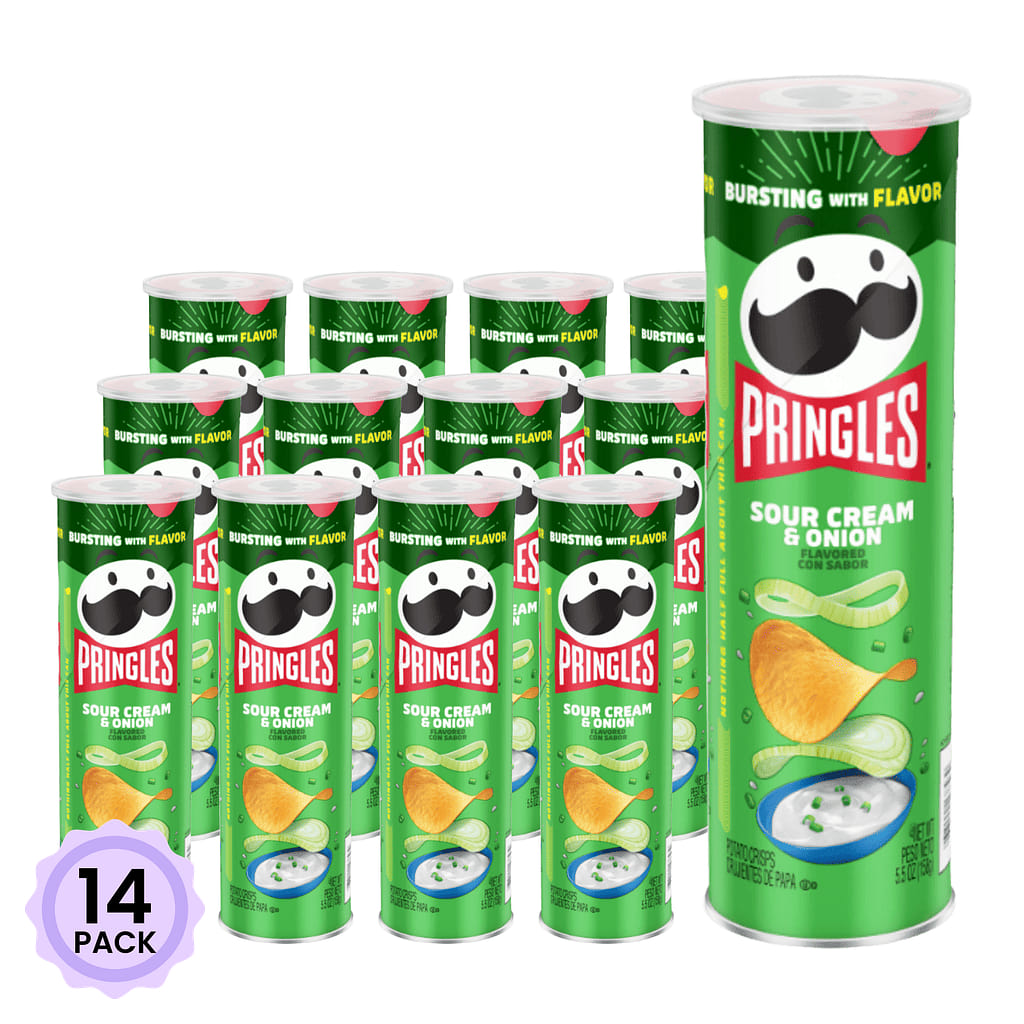 Pringles Potato Crisp Chips, Sour Cream and Onion 160 g*14 pack
