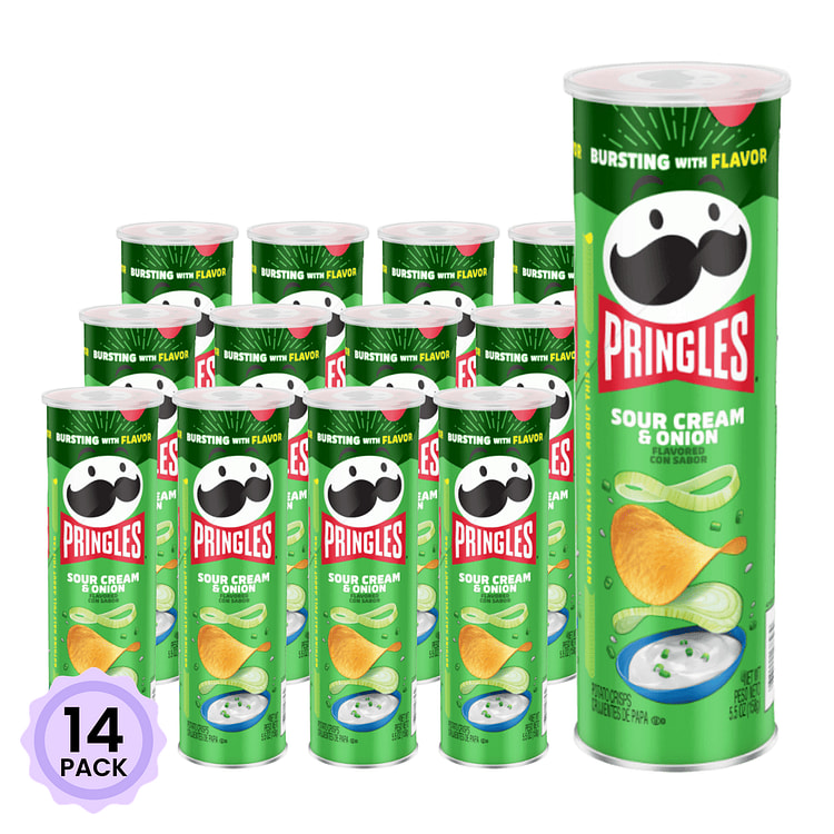 Snack Khoai Tây Lát Pringles, Vị Kem Chua Hành Tây 160 g*14 pack