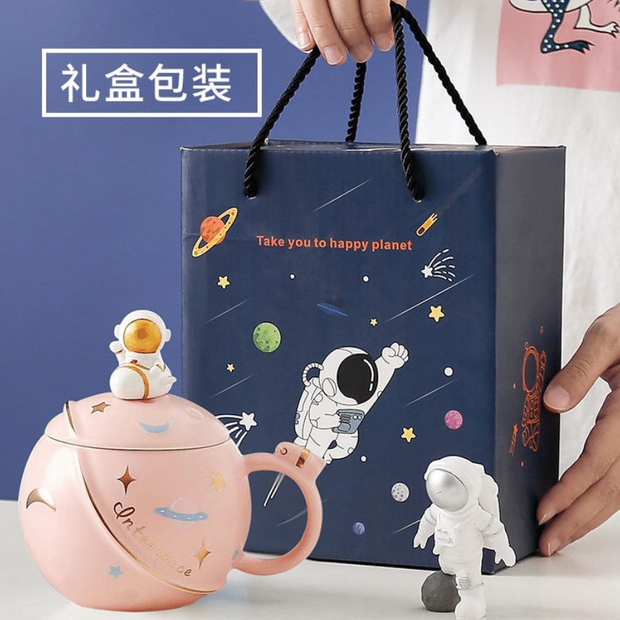 Rocket Planet Mark Cup Creative Astronaut Water Cup Cup Gift Box Pink 1 each