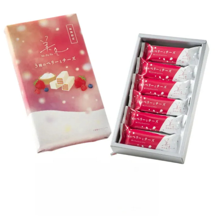 石屋製菓 三种莓果芝士夹心 白巧克力千层酥 6个装 1 盒