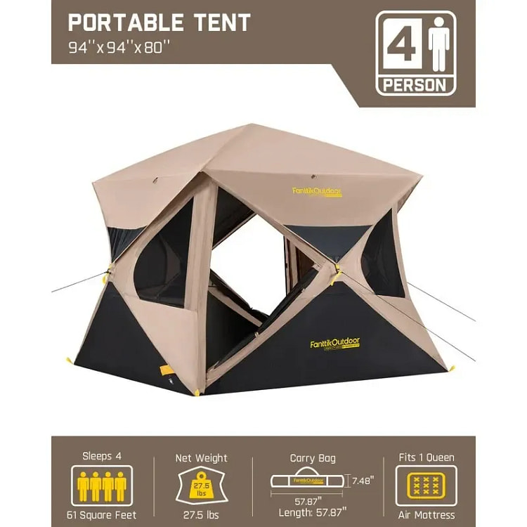 FanttikOutdoor Alpha C4 Ultra Instant Cabin Tent 4 1 each