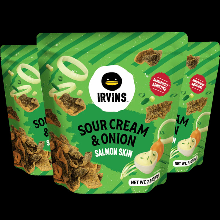IRVINS 酸奶油洋葱三文鱼皮薯片 3 包