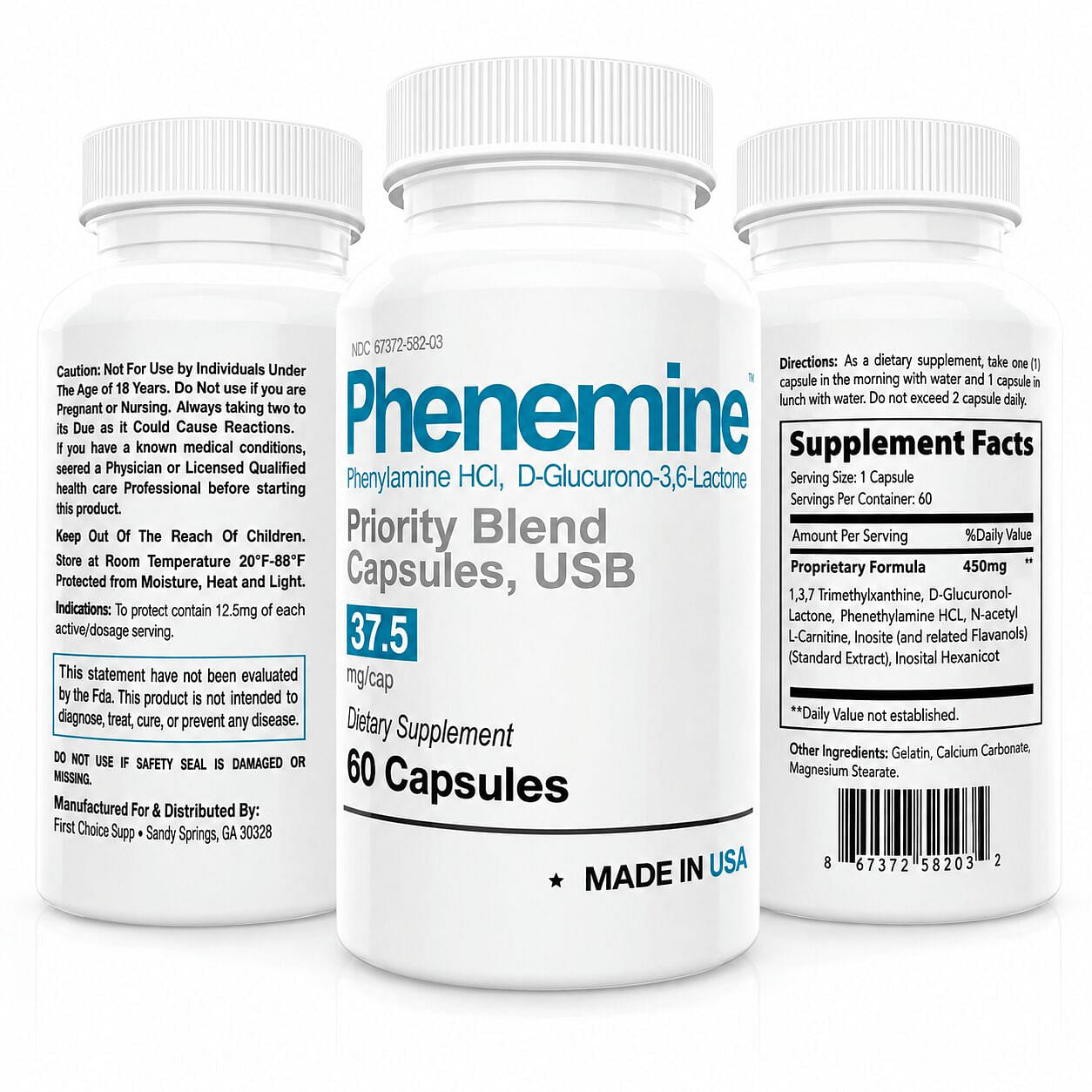 Phen 37.5 Strong Fat Burner Weight Loss 60 Caps 49.99 bottle