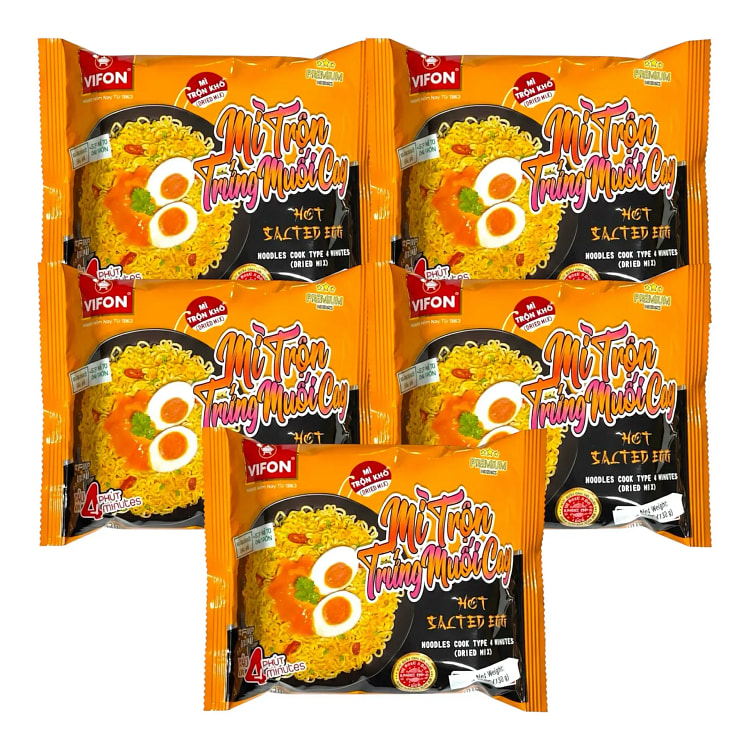 [VIFON]Salted Egg Dried Noodles Mi Tron Trung Muoi 130 g*5 pack
