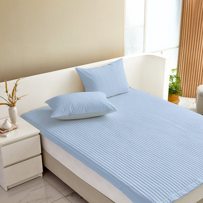 mumooroom High-Dense Pure Cotton Mattress Pad – SKYBLUE (US Queen) 1 each