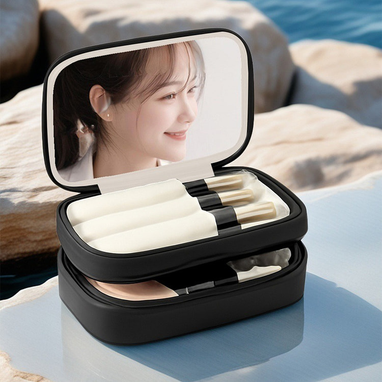 热销化妆包便携证件包旅行小收纳洗漱包 菱格黑 1 份