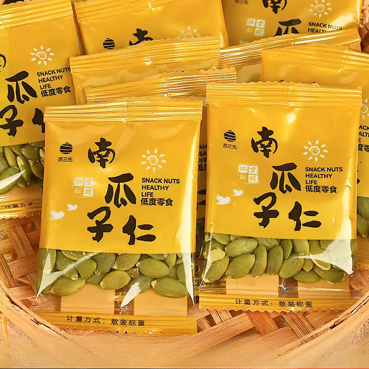 苏三先南瓜子仁原味熟南瓜籽炒货10小包独立包装大颗粒零食孕妇坚果100g*1袋