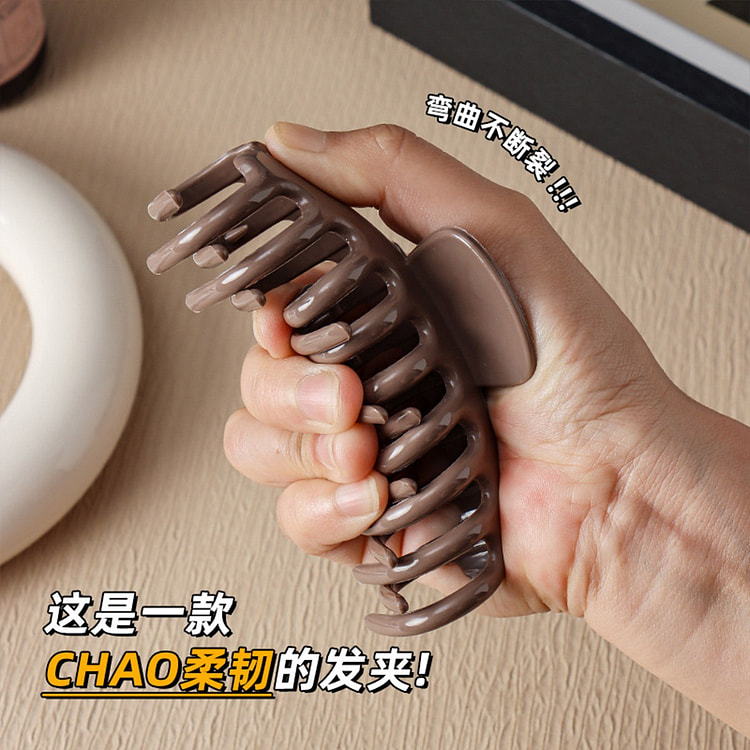 软硅胶发夹鲨鱼夹发卡柔软防撞咖色龙骨软抓夹11cm 1 份