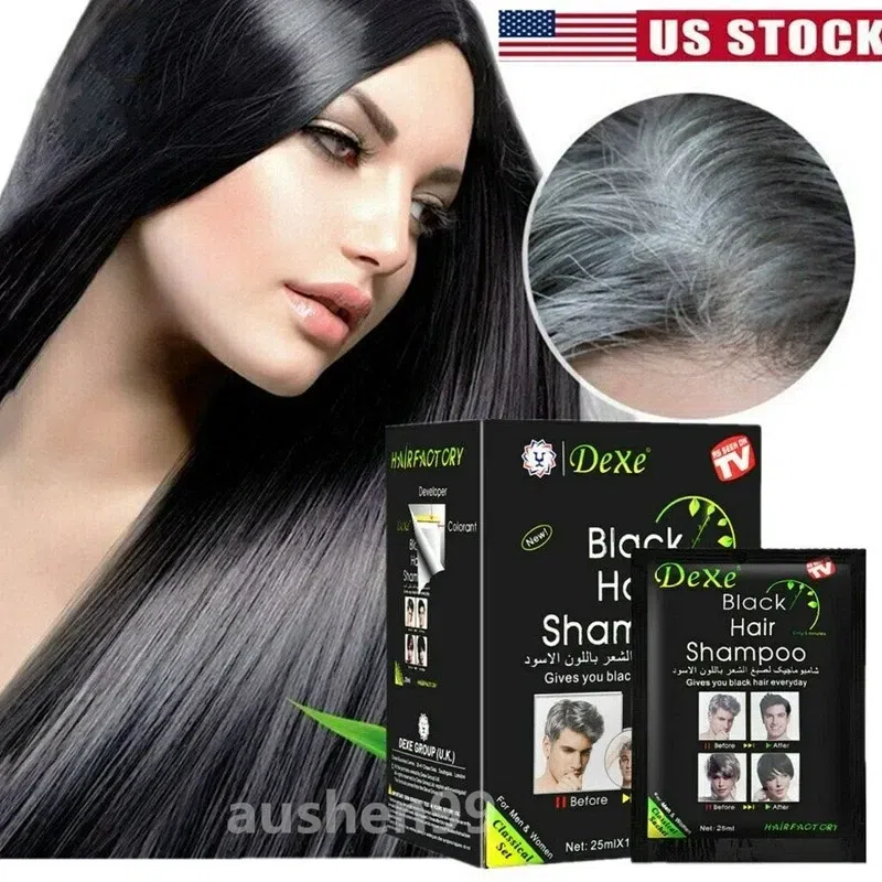 25mlX10Pcs Instant 5-Min Black Hair Dye Shampoo Pe 1 box