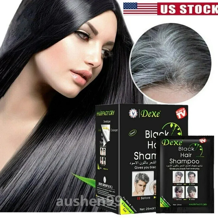 25mlX10Pcs Instant 5-Min Black Hair Dye Shampoo Pe 1 box