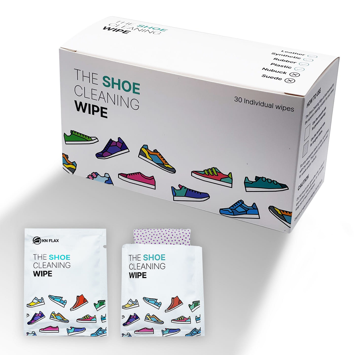 KN FLAX The Shoe Cleaning Wipe Quick Sneaker Wipes (30 Count) On-The-Go Package 30 each