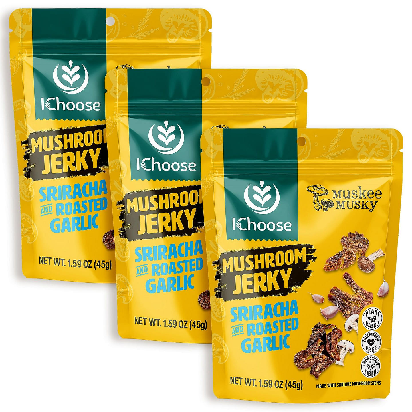 Mushroom Jerky, Sriracha Garlic Flavor 45g 3 Pack 45 g