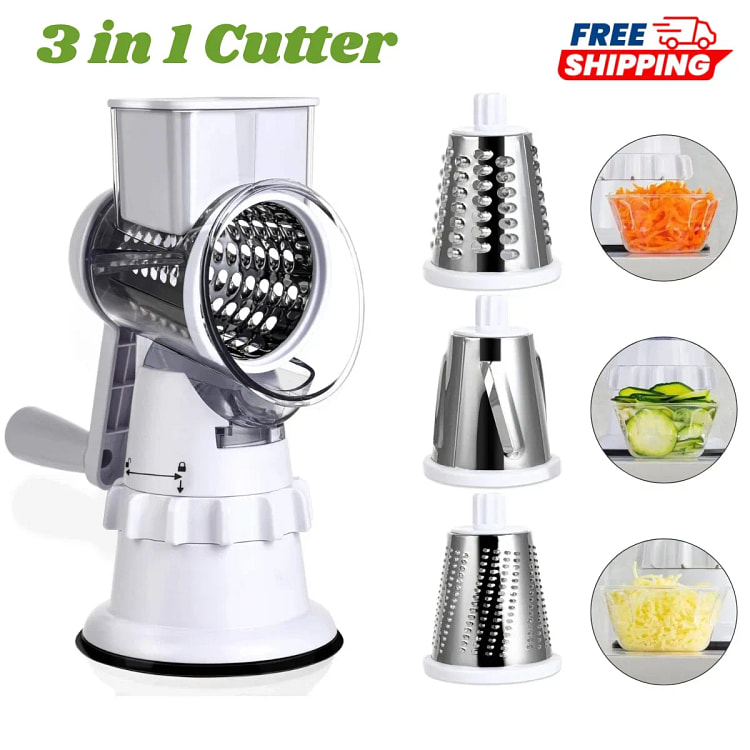 Manual Rotary Cheese Grater with Handle - White 1 pack