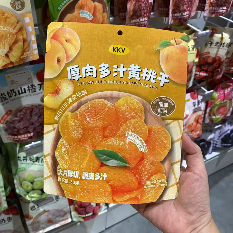 KKV果脯蜜饯水果干休闲零食厚肉多汁黄桃干*1袋 60 克