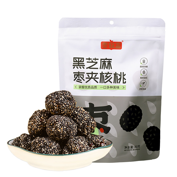 枣致富 黑芝麻枣夹核桃仁新疆灰枣无核去核80g*1袋